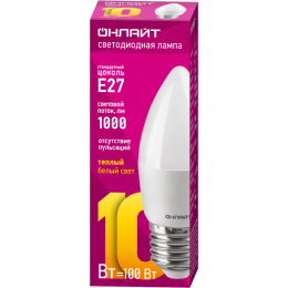 Лампа светодиодная 61 959 OLL-C37-10-230-2.7K-E27-FR 10Вт ОНЛАЙТ 61959