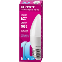 Лампа светодиодная 61 961 OLL-C37-10-230-6.5K-E27-FR 10Вт ОНЛАЙТ 61961