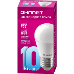 Лампа светодиодная 61 970 OLL-G45-10-230-6.5K-E27 10Вт ОНЛАЙТ 61970