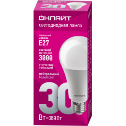 Лампа светодиодная 61 971 OLL-A70-30-230-4K-E27 30Вт ОНЛАЙТ 61971