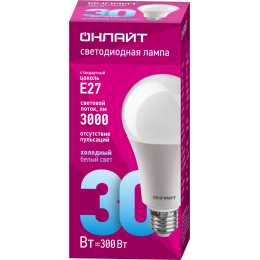 Лампа светодиодная 61 972 OLL-A70-30-230-6.5K-E27 30Вт ОНЛАЙТ 61972