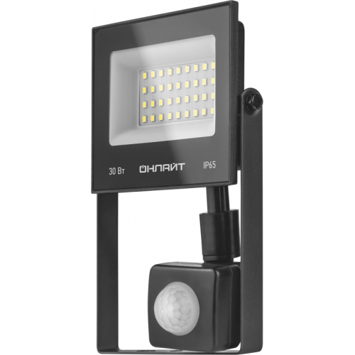 Прожектор светодиодный 61 984 OFL-02-30-4K-BL-IP65-LED-SNRA 30Вт 4000К IP65 2400лм с датчиком движения черн. ОНЛАЙТ 61984