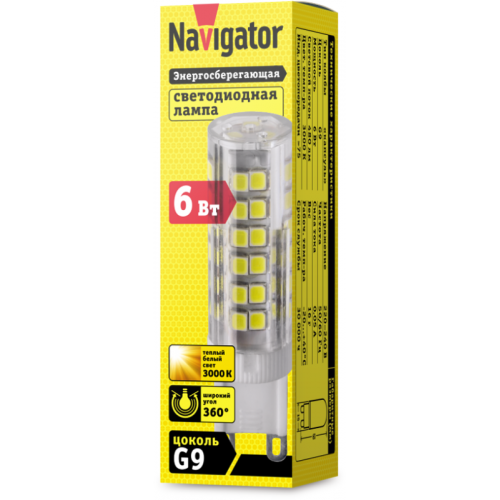 Лампа светодиодная 71 268 NLL-P-G9-6-230-3K 6Вт капсульная 3000К тепл. бел. G9 480лм 220-240В Navigator 71268