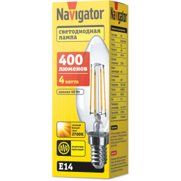 Лампа светодиодная 71 307 NLL-F-C35-4-230-2.7K-E14 4Вт свеча 2700К тепл. бел. E14 350лм 220-240В Navigator 71307
