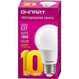 Лампа светодиодная 71 649 OLL-A60-10-230-2.7K-E27 10Вт грушевидная 2700К тепл. бел. E27 750лм 220-240В ОНЛАЙТ 71649
