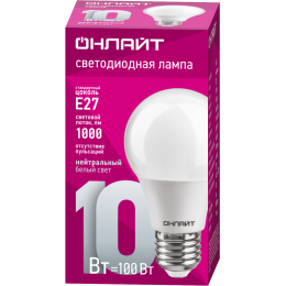 Лампа светодиодная 71 650 OLL-A60-10-230-4K-E27 10Вт грушевидная 4000К нейтр. бел. E27 820лм 220-240В ОНЛАЙТ 71650
