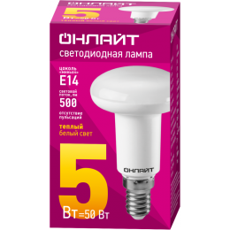 Лампа светодиодная 71 651 OLL-R50-5-230-2.7K-E14 5Вт 2700К тепл. бел. E14 360лм 220-240В ОНЛАЙТ 71651