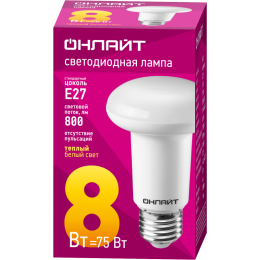 Лампа светодиодная 71 653 OLL-R63-8-230-2.7K-E27 8Вт 2700К тепл. бел. E27 600лм 220-240В ОНЛАЙТ 71653
