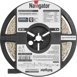 Лента светодиодная 71 762 NLS-3528CW60-4.8-IP20-12V R5 4.8Вт/м (уп.5м) Navigator 71762