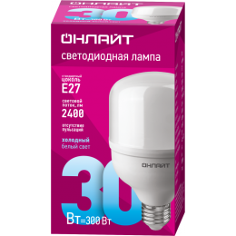 Лампа светодиодная высокомощная 82 901 OLL-T80-30-230-865-E27 30Вт 6500К холод. бел. E27 2400лм 176-264В ОНЛАЙТ 82901