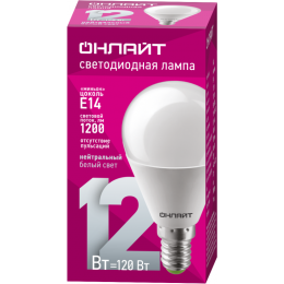 Лампа светодиодная 90 061 OLL-G45-12-230-4K-E14-FR 12Вт шар 4000К нейтр. бел. E14 1200лм 176-264В ОНЛАЙТ 90061