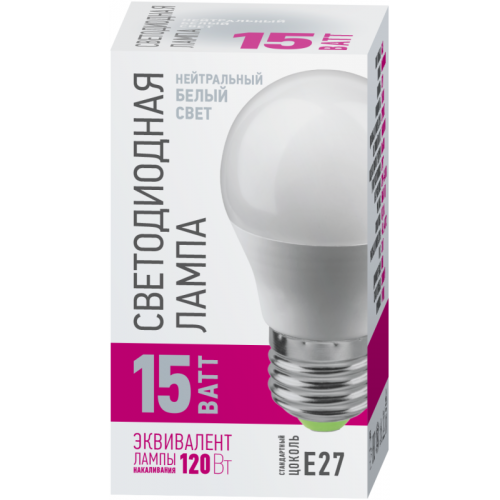 Лампа светодиодная 90 438 OLL-G45-15-230-4K-E27-PROMO 15Вт шар 4000К E27 220-240В ОНЛАЙТ 90438