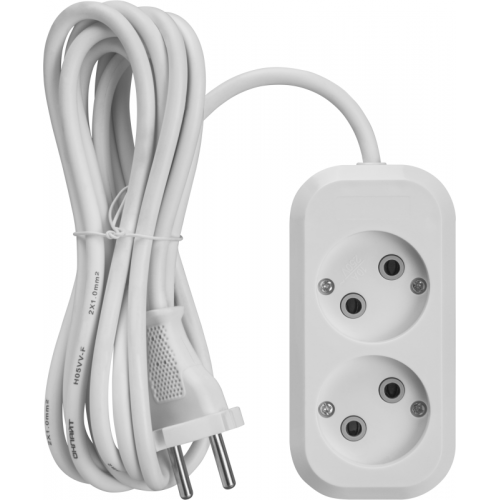 Удлинитель 2х5м без заземл. 10А IP20 90505 OPE-S-02-500-X-2х1 ОНЛАЙТ 90505
