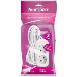 Удлинитель 2х3м с заземл. 16А IP20 90513 OPE-S-02-300-Е-3х1 ОНЛАЙТ 90513