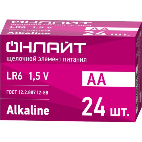 Элемент питания алкалиновый 90 635 OBT-ALK-LR6-BOX24 (бокс 24шт) ОНЛАЙТ 90635