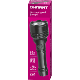 Фонарь светодиодный ручной 90 853 OPT-CP05-2AA пласт. 1LED 0.5 Вт 1реж. 40лм IP33 ОНЛАЙТ 90853