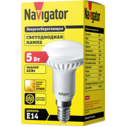 Лампа светодиодная 94 259 NLL-R50-5-230-2.7K-E14 5Вт 2700К тепл. бел. E14 375лм 176-264В Navigator 94259