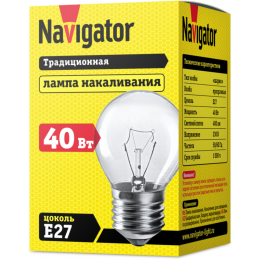 Лампа накаливания 94 310 NI-C-40-230-E27-CL (КНР) Navigator 94310