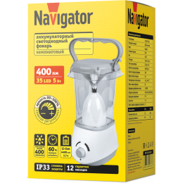 Фонарь аккумуляторный кемпинговый 94 773 NPT-CA13-ACCU 50LED 350лм диммер 20-100проц. аккум. 4.4А.ч NAVIGATOR 94773