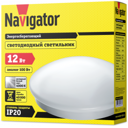 Светильник светодиодный 94 777 NBL-R1-12-4K-IP20-LED 12Вт 4000К IP20 960лм Navigator 94777