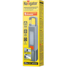 Фонарь аккумуляторный кемпинговый 95 659 NPT-CA27-ACCU пласт. 1XPE 3Вт+1SMD 3Вт li-ion 0.8Ач Navigator 95659