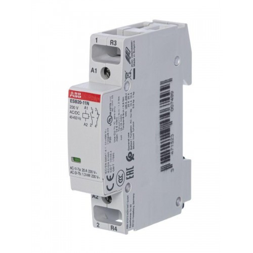 Контактор ESB20-11N-06 модульный (20А АС-1 1НО+1НЗ) катушка 230В AC/DC ABB 1SBE121111R0611