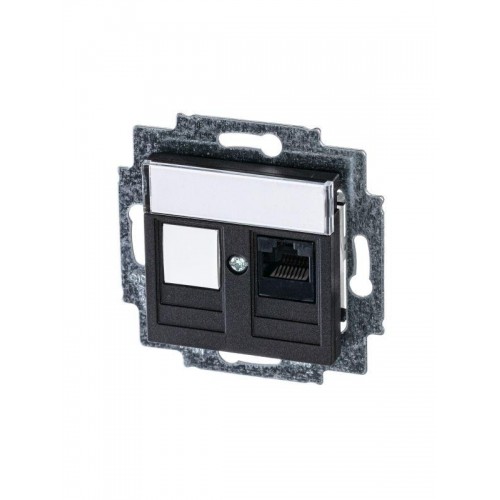 Розетка компьютерная Levit RJ45 кат.5E с заглушкой антрацит ABB 2CHH295117A6063