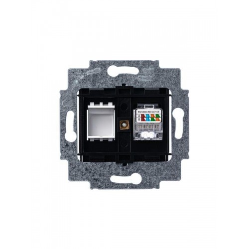 Розетка компьютерная Levit RJ45 кат.5E с заглушкой антрацит ABB 2CHH295117A6063