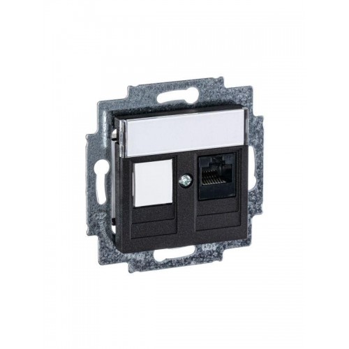 Розетка компьютерная Levit RJ45 кат.5E с заглушкой антрацит ABB 2CHH295117A6063