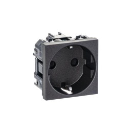 Розетка 1-м СП 2мод. Zenit 16А IP21 250В с заземл. Schuko защ. шторки механизм антрацит ABB 2CLA228800N1801