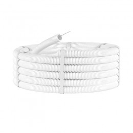 Труба гофрированная ПЛЛ гибкая d20мм с протяжкой безгалоген. (HF) ПВ-0 бел. (уп.100м) DKC 81820