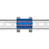 Блок распределительный с горизонт. адаптером на рейку шир. 35мм зажим push-in 18 точек подключения 2.5кв.мм син. DKC DTP1-018-04SPUB-H