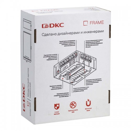 Щиток настенный 12мод. FRAME с тонированной дверцей с 2 шин PEN на 8+6 отверст. бел. DKC F12W1WD