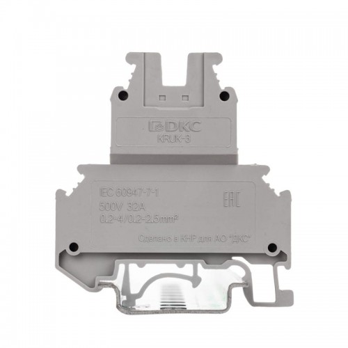 Клемма двухуровневая винтовой зажим 4 точки подключения 2.5кв.мм сер. DKC KRUK-3
