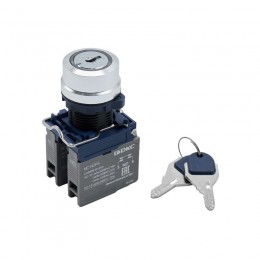 Головка переключателя с ключом на 2 положения с фиксацией стандартная ручка алюм. черн. DKC M22S-KL2A