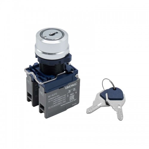 Головка переключателя с ключом на 2 положения с возвратом стандартная ручка алюм. черн. DKC M22S-KM2A