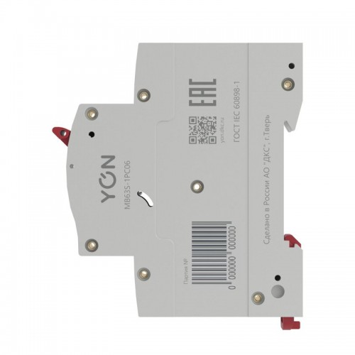 Выключатель модульный автоматический YON MB63 1P характеристика C 6А 4.5кА YON MB63S-1PC06