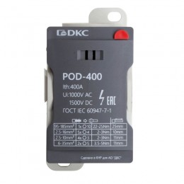 Блок распределительный винтовой зажим 1х185кв.мм 2х35кв.мм 5х16кв.мм 4х10кв.мм DKC POD-400