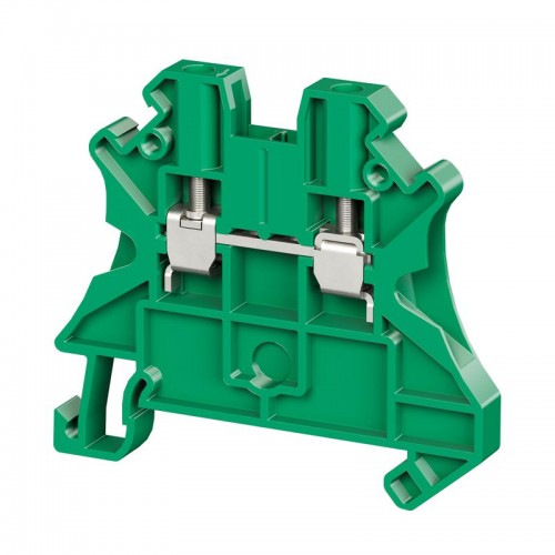 Клемма проходная винтовой зажим 2 точки подключения 4кв.мм зел. DKC TUR-4R-GN