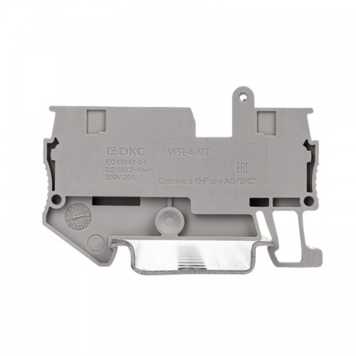 Клемма с размыкателем зажим push-in 2 точки подключения 4кв.мм сер. DKC VPR-4-TG