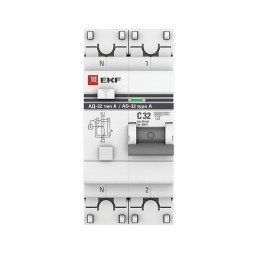 Выключатель автоматический дифференциального тока 2п (1P+N) 32А 30мА тип A АД-32 PROxima EKF DA32-32-30-a-pro