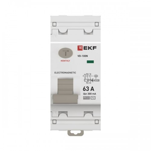 Выключатель дифференциального тока 2п 63А 300мА тип AC 6кА ВД-100N электромех. PROxima EKF E1026M63300