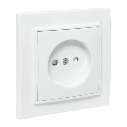 Розетка 1-м СП Минск 10А IP20 без заземл. защ. шторки бел. Basic EKF ERR10-022-100