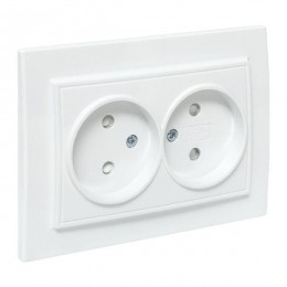 Розетка 2-м СП Минск 10А IP20 без заземл. защ. шторки бел. Basic EKF ERR10-102-100