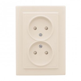 Розетка 2-м СП Минск 10А IP20 без заземл. защ. шторки беж. EKF ERR10-102-200