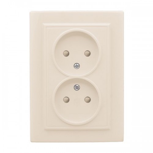 Розетка 2-м СП Минск 10А IP20 без заземл. защ. шторки беж. EKF ERR10-102-200