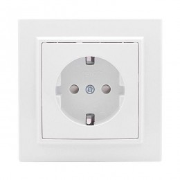 Розетка 1-м СП Минск 16А IP20 с заземл. защ. шторки бел. Basic EKF ERR16-028-100