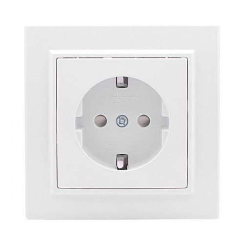 Розетка 1-м СП Минск 16А IP20 с заземл. защ. шторки бел. Basic EKF ERR16-028-100