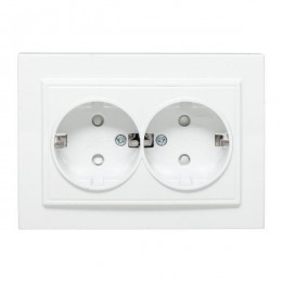 Розетка 2-м СП Минск 16А IP20 с заземл. защ. шторки бел. Basic EKF ERR16-128-100