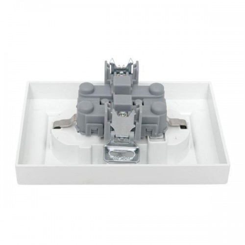 Розетка 2-м СП Минск 16А IP20 с заземл. защ. шторки бел. Basic EKF ERR16-128-100